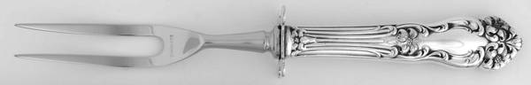 Tiger Lily (Silverplate, 1901) Small Steak Carving Fork with Stainless Prongs