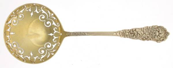 Trajan (Sterling, 1892) Large Pierced Pea Serving Spoon