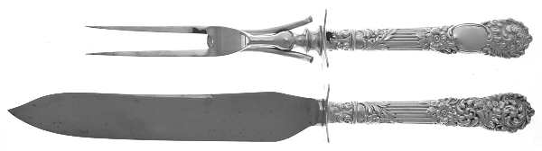 Trajan (Sterling, 1892) Large 2-Piece Roast Carving Set w/ Stainless Blade