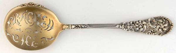 Trajan (Sterling, 1892) Small Cracked Ice Serving Spoon w/Hidden Piercing
