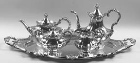 Victorian (Silverplate, Hollowware) 5-Piece Silverplate Tea Set (with Tray)