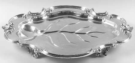 Victorian (Silverplate, Hollowware) Large Plated Footed Meat Platter with Well