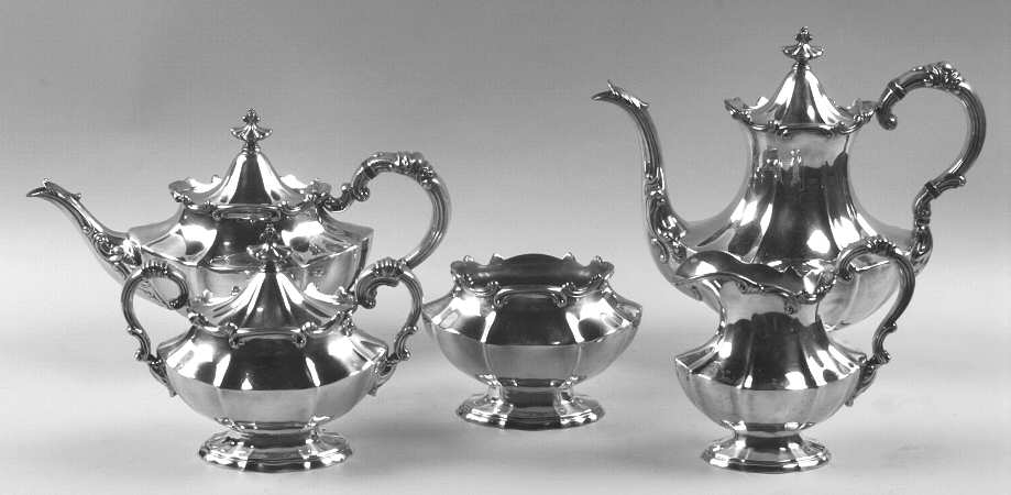 Victorian (Silverplate, Hollowware) 5-Piece Plated Tea Set (with Waste)