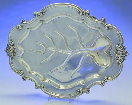 Victorian (Silverplate, Hollowware) Large Plated Meat Platter with Well