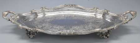 Victorian (Silverplate, Hollowware) Large Footed Waiter Tray