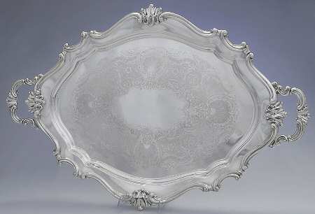 Victorian (Silverplate, Hollowware) Large Silverplate Waiter Tray