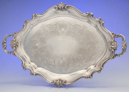 Victorian (Silverplate, Hollowware) Large Silverplate Waiter Tray