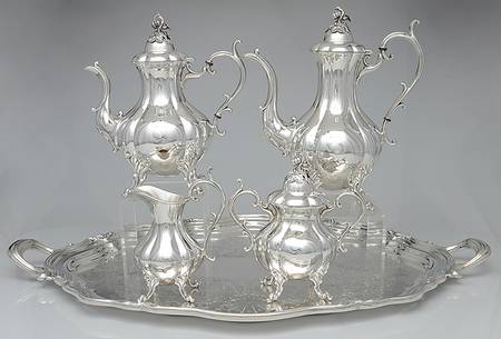 The Winthrop (Plain, Silverplate) 5-Piece Silverplate Tea Set (with Tray)