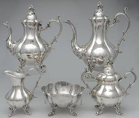 The Winthrop (Plain, Silverplate) 5-Piece Plated Tea Set (with Waste)