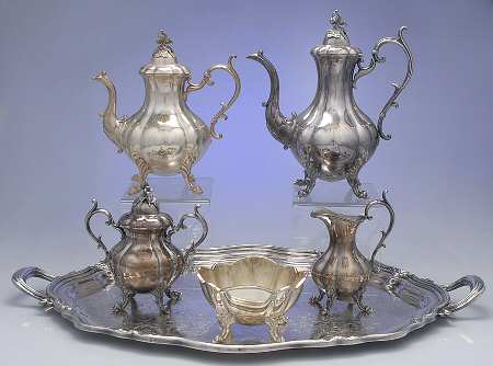 The Winthrop (Plain, Silverplate) 6-Piece Plated Tea Set (Waste & Footed Tray)