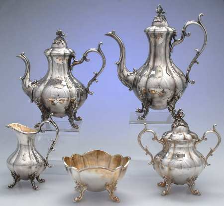 The Winthrop (Plain, Silverplate) 5-Piece Plated Tea Set (with Waste)
