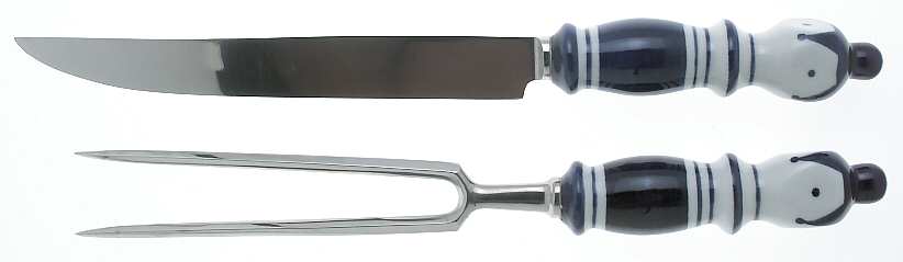 Grill-Blue (Stainless) Large 2-Piece Roast Carving Set w/Stainless Blade
