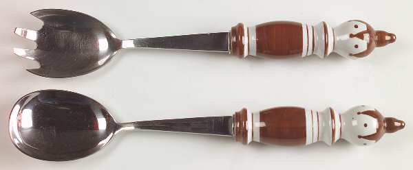 Grill-Brown (Stainless, Ceramic) 2 Pc Salad Set with Stainless Bowl