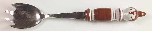 Grill-Brown (Stainless, Ceramic) Salad Serving Fork with Stainless Prongs