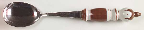 Grill-Brown (Stainless, Ceramic) Salad Servng Spoon with Stainless Bowl