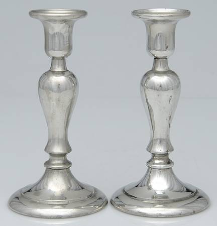 Pewter Hollowware Pair of Candlesticks