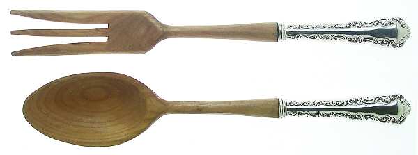 Louis XV (Sterling) Wooden Bowl 2-Piece Salad Set