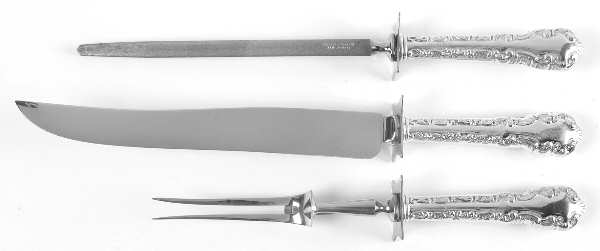 Louis XV (Sterling) Large 3-Piece Roast Carving Set w/ Stainless Blade