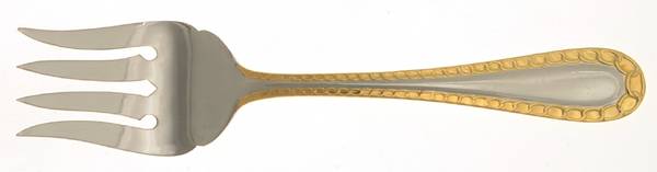 Anneau D'Or Gold (Stainless) Medium Solid Cold Meat Serving Fork