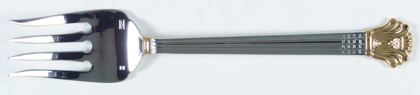 Avignon (Stainless, Gold Accent) Large Solid Cold Meat Serving Fork
