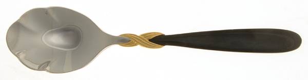 Braid-Onyx (Stainless, Onyxhdl, Gold Accent) Sugar Shell Spoon
