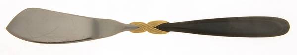 Braid-Onyx (Stainless, Onyxhdl, Gold Accent) Flat Handle Master Butter Knife