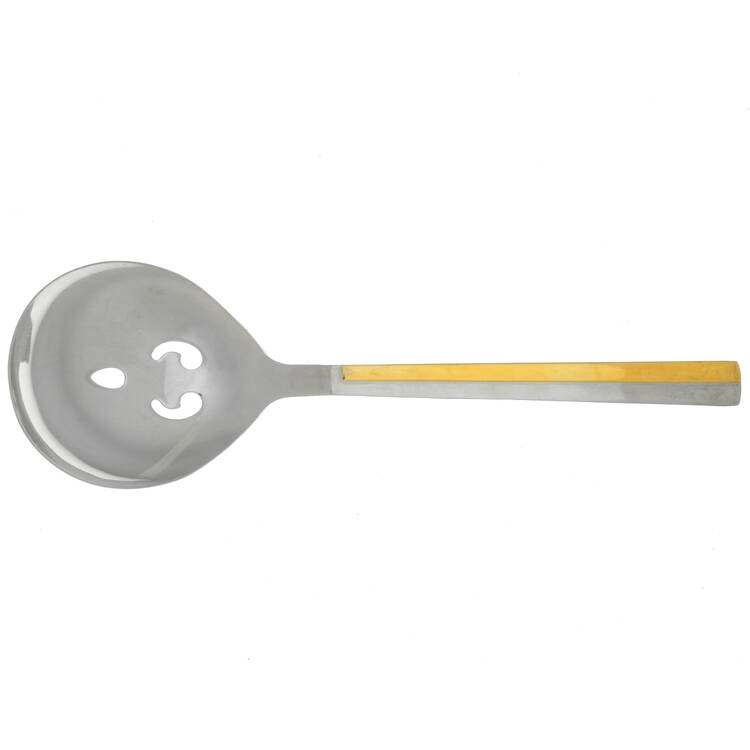 Center Stage (Stainless, Gold Accent) Pierced Solid Serving Spoon