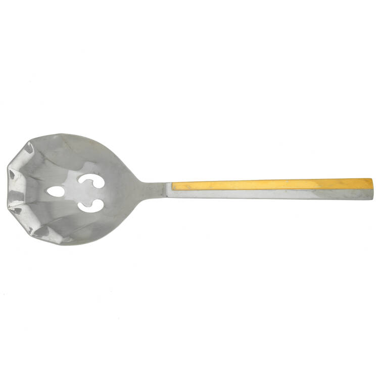 Center Stage (Stainless, Gold Accent) Pierced Solid Serving Spoon