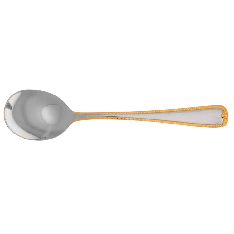 Claridge Gold (Stainless, Gold Acct) Round Bowl Soup Spoon (Cream Soup) HC