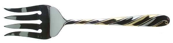 Diagonal-Gold (Stainless, Gold Accent) Medium Solid Cold Meat Serving Fork