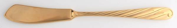 Diagonal Gold (Gold Electroplate) Flat Handle Master Butter Knife