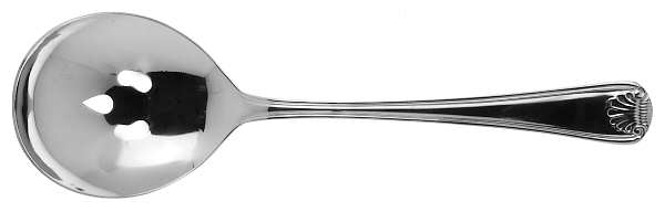 Hampton Shell (Stainless) Pierced Solid Serving Spoon by Retroneu