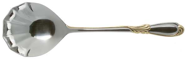 Linda (Stainless-Gold Accent) Solid Serving Spoon