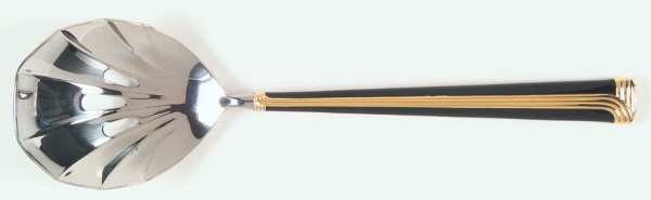 Noir d'Or (Stainless, Black-Gold Accent) Pierced Solid Serving Spoon