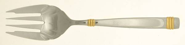 Orion (Stainless-Gold Accent) Solid Serving Fork