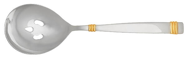 Orion (Stainless-Gold Accent) Pierced Tablespoon (Serving Spoon)