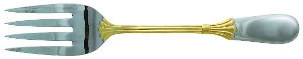 Prince of Wales-Gold Accent (Stainless) Solid Serving Fork