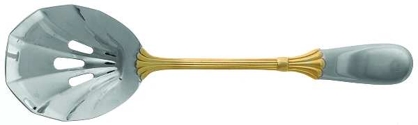Prince of Wales-Gold Accent (Stainless) Pierced Solid Serving Spoon