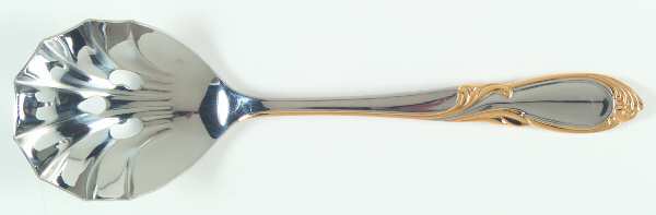 Stephanie-Gold Accent (Stainless) Pierced Solid Serving Spoon
