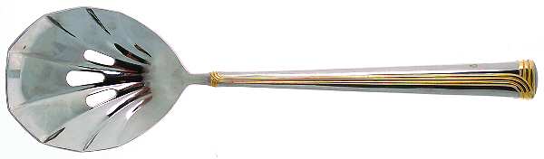 Superieur (Stainless-Gold Accent) Pierced Solid Serving Spoon