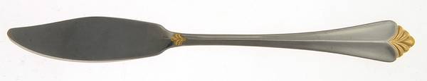 Whitney-Gold (Stainless, Gold Acct) Flat Handle Master Butter Knife