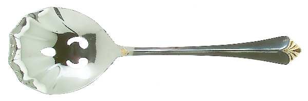 Whitney-Gold (Stainless, Gold Acct) Pierced Solid Serving Spoon