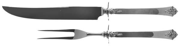 Castle Rose (Sterling, 1942) 2 Piece Small Carving Set W/ Sterling Guard