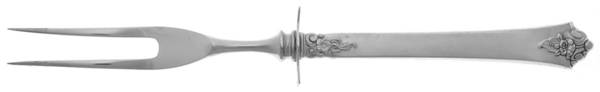 Castle Rose (Sterling, 1942) Lg Carving/Roast Fork-Stn Prong w/Sterling Guard