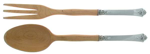 Castle Rose (Sterling, 1942) Wooden Bowl 2-Piece Salad Set