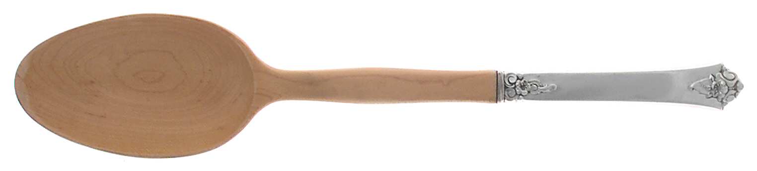 Castle Rose (Sterling, 1942) Salad Serving Spoon with Wooden Bowl