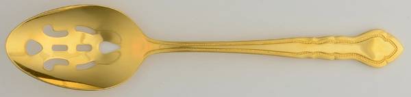 Golden Carriage (Gold Electroplate) Pierced Tablespoon (Serving Spoon)