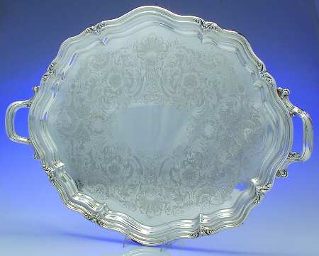 The Winthrop (Chased, Silverplate) Large Silverplate Waiter Tray