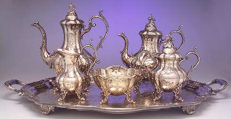 The Winthrop (Silverplate, Hollowware) 6-Piece Plated Tea Set (Waste & Tray)