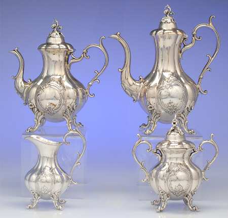 The Winthrop (Shield, Silverplate) (4 Piece) Silverplate Tea Set